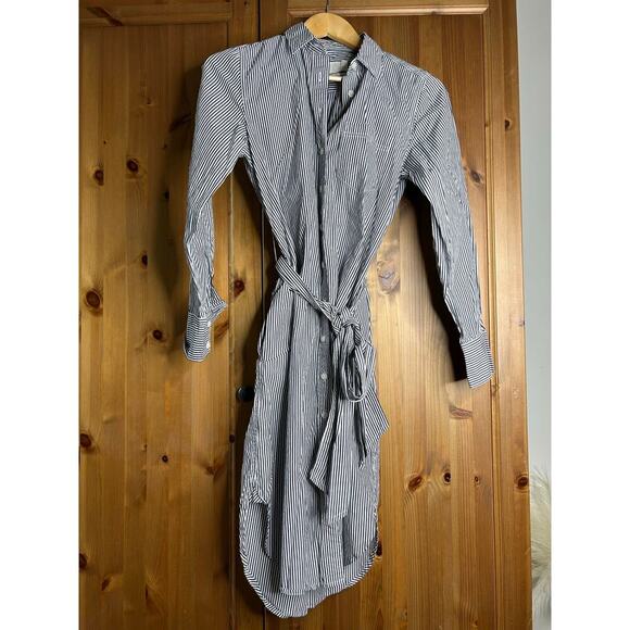 J. Crew Striped‎ Shirt Dress Poplin Women’s 0 Collar Old Money Career Preppy - Picture 2 of 11